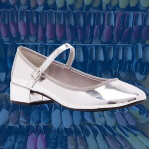Silver Madden Girl Tutuu Block-Heel Mary Jane Flats Size 9.5 NWOT